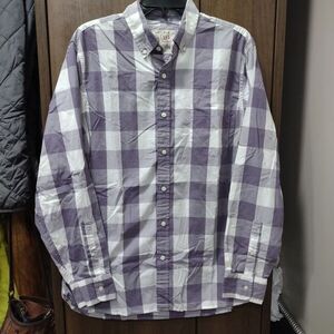 Article 365 Shirt Mens Medium Purple/White Plaid Long‎ Sleeve Button Down Shirt